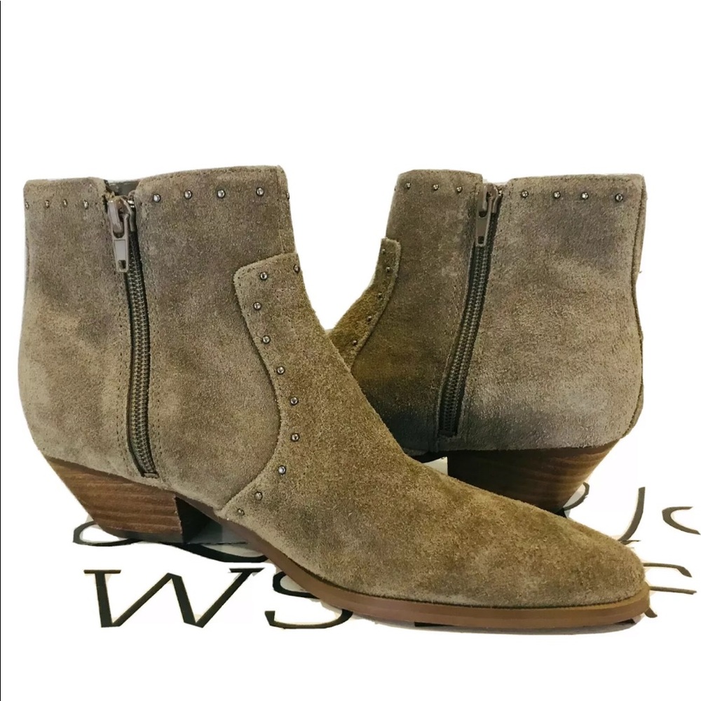 Marc Fisher Grey Studded Suede Leather Ankle Boots Size 6.5 ~ NWOB